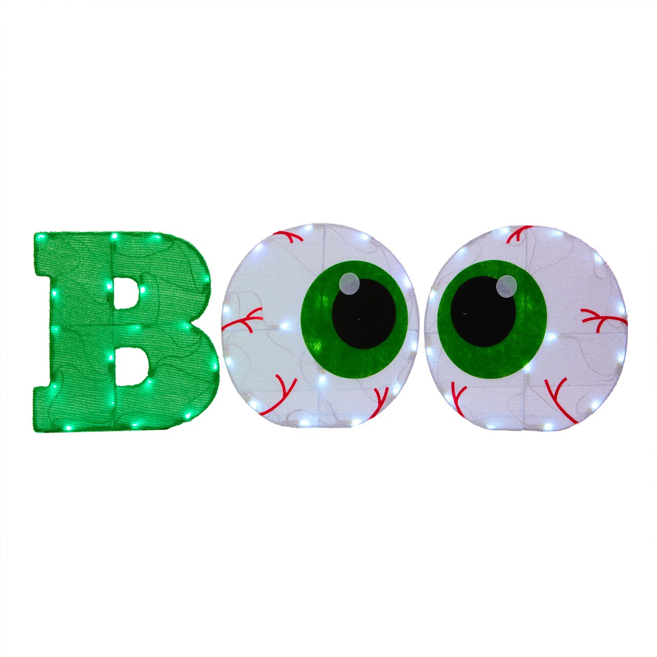 National Tree Company Pre-Lit Halloween BOO Sign, Green, White, with Green, Cool White LED Lights, Plug in, 14 inch